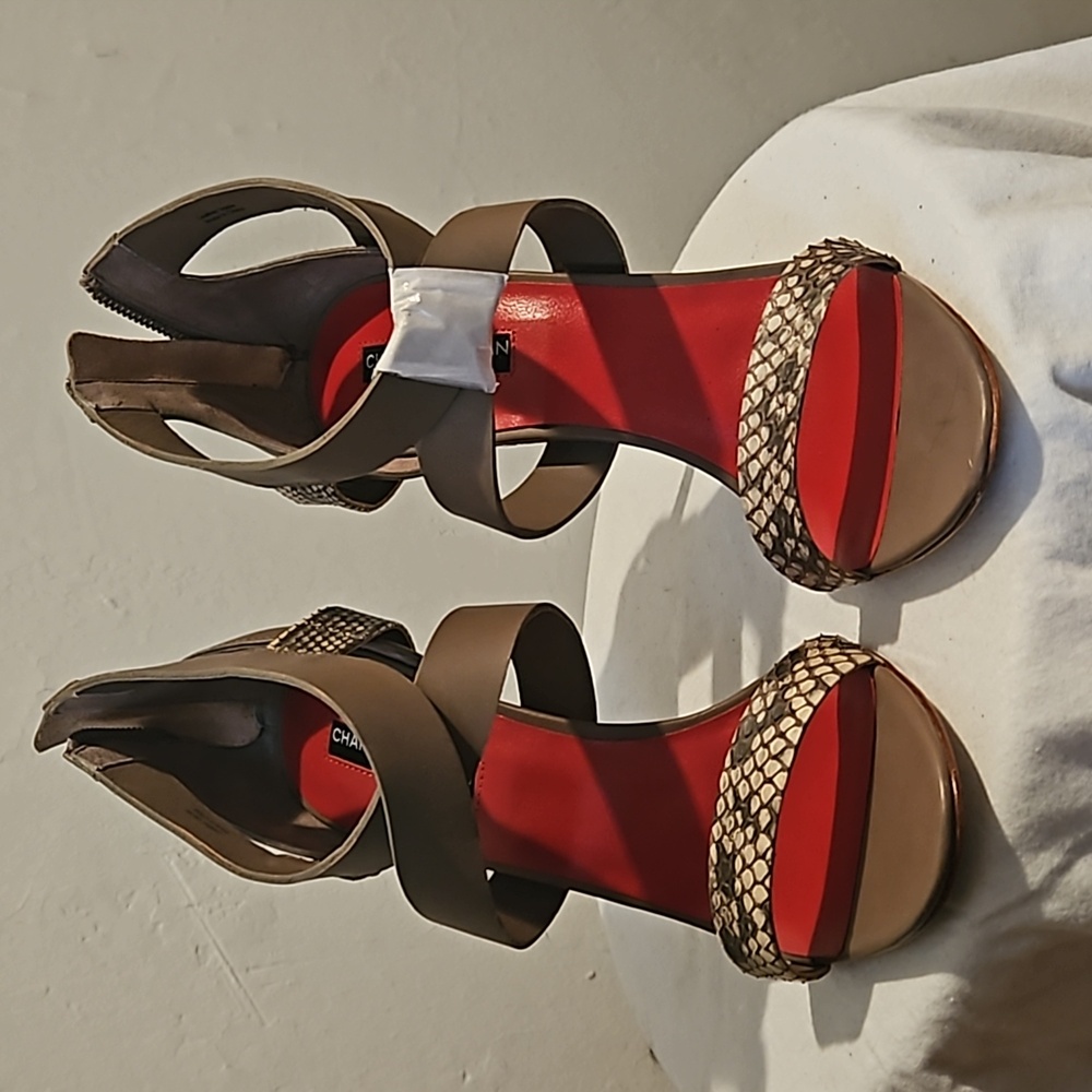 Gray / Snake size 10M 5 inch heels, Charles Jordan